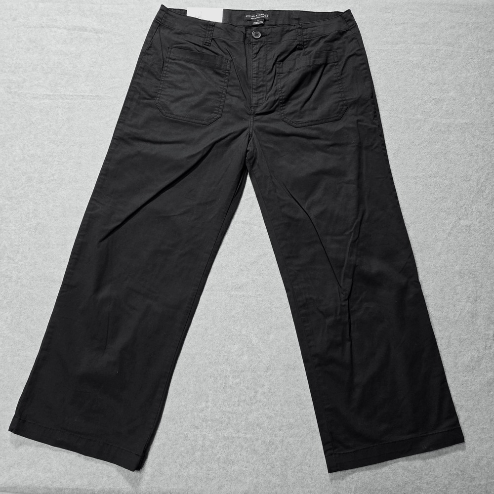 NWT SANCTUARY High Rise Women's Twill Wide-Leg Ankle Cropped Black Pants - Picture 2 of 16